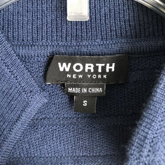 Worth New York Navy Blue Sleeveless Cardigan - Picture 2 of 5